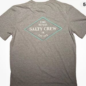 Salty Crew T-Shirt Men's Size Medium Gray With Front & Back Logo